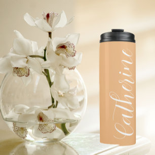 Peach Stylised Wedding Bridesmaid Name Thermal Tumbler