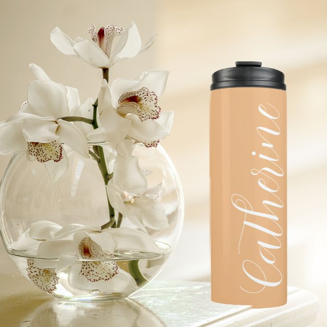 Peach Stylised Wedding Bridesmaid Thermal Tumbler (In Situ)