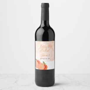  Peach Summer Bridal Shower Wine Label