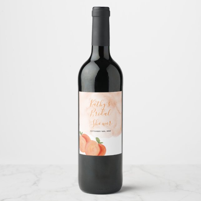  Peach Summer Bridal Shower Wine Label (Front)