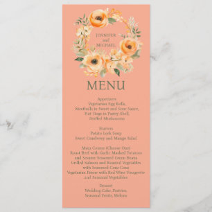 Peach Summer Dinner or Lunch Menu Wedding Menu
