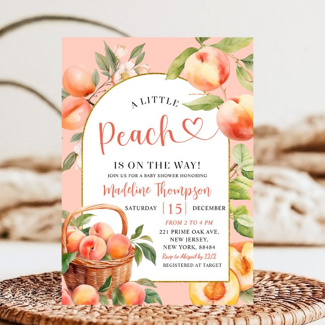 Peach Summer Fruit Theme Baby Shower Invitation (Creator Uploaded)