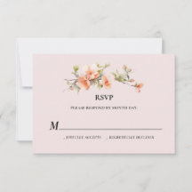 Peach Summer Wedding RSVP card