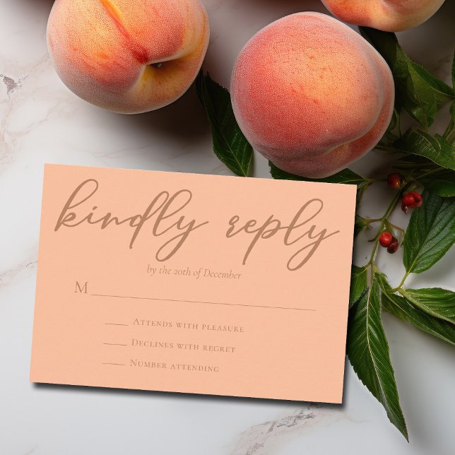 Peach Summer Wedding Trendy Kindly Reply RSVP Card (Creator Uploaded)