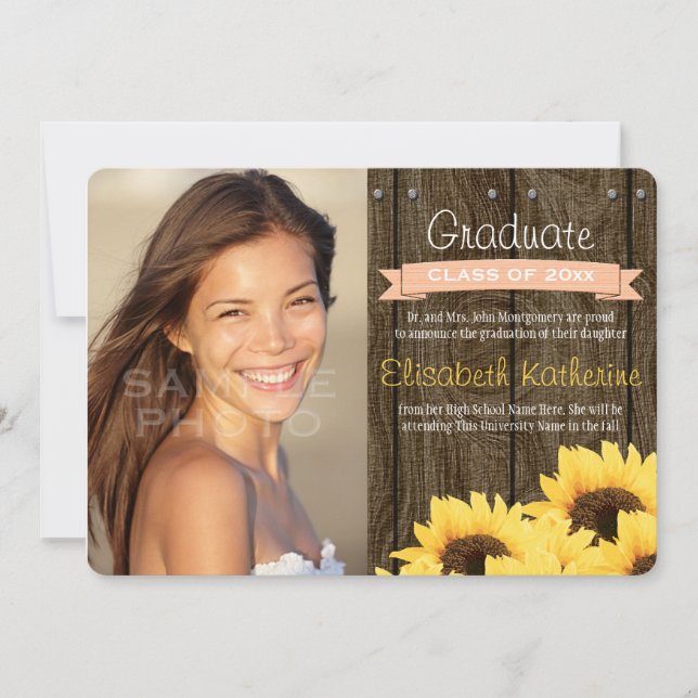 PEACH Sunflower Graduation Announcement (Front)