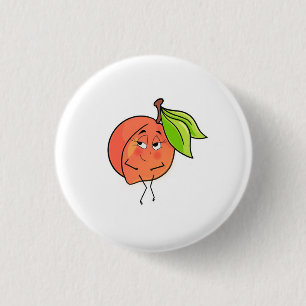Peach, sweet cheeks, fruit themed 3 cm round badge