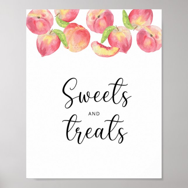 Peach sweets and treats baby shower poster (Front)
