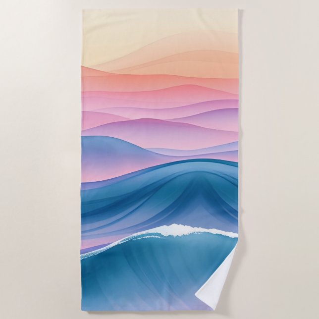 Peach Swell Fluid Abstract Coastal Beach Towel (Front)
