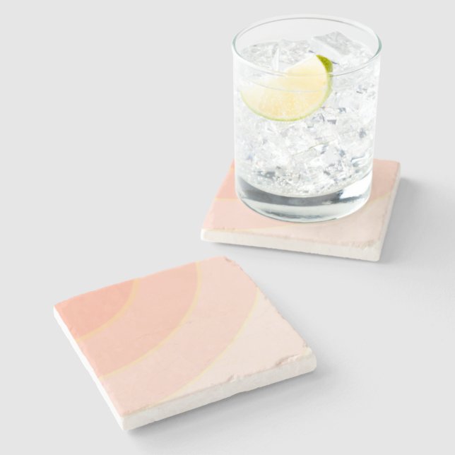 Peach Swirls Stone Coaster (Side)