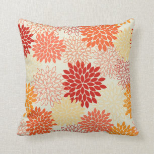 Peach Tangerine Mums Cushion