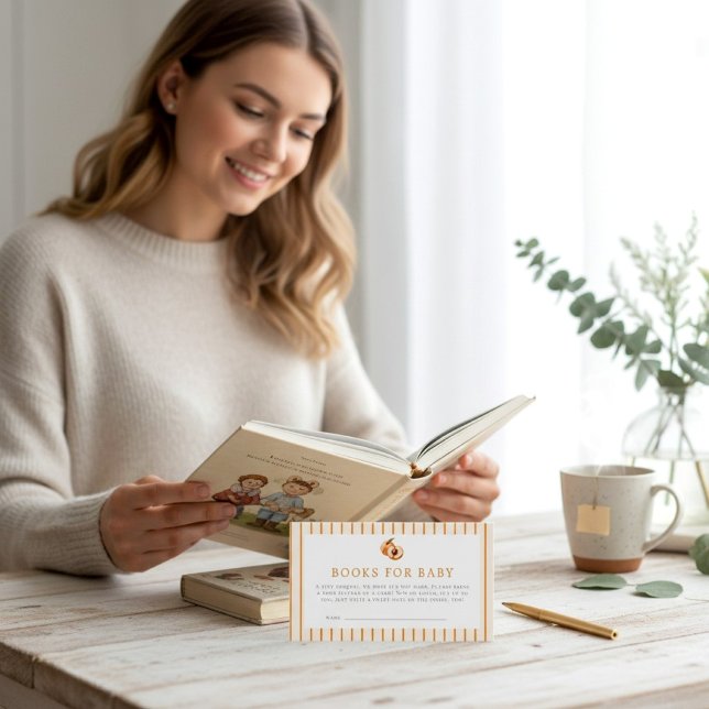 Peach Teddy Bear Baby Books Request Card (Creator Uploaded)