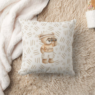 Peach Tee Adventure Explore Bear Binoculars Cushion