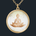*~* Peach Terra AP33 Buddha Botanical Floral Lotus Gold Plated Necklace<br><div class="desc">(( search id AP33 for similar designs )) Simple and Minimal Abstract Boho Zen Watercolor soft with GOLD areas. There are options in shape and metal plating colours in Silver Plate and Gold Plate. * Energetically Enhanced Bohemian Botanical Garland / Bouquet Floral / Flowers Pastel Modern Popular softly Colourful Zen...</div>