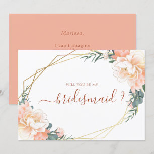 Peach Terracotta Gold Will You Be My Bridesmaid Invitation