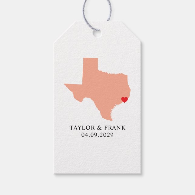 Peach Texas Wedding Gift Tags (Front)