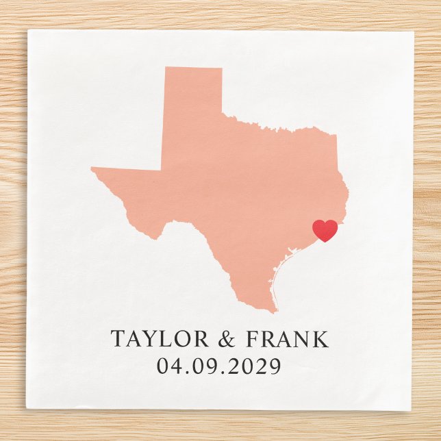 Peach Texas Wedding Napkin (Peach Texas Wedding Paper Dinner Napkins)
