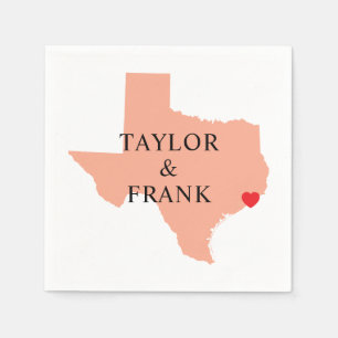 Peach Texas Wedding Napkin