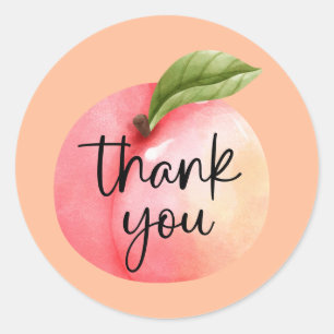 Peach Thank You Classic Round Sticker