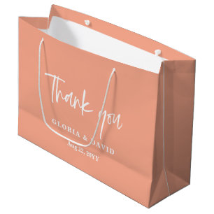 Peach Thank You Wedding Large Gift Bag