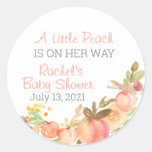 Peach Themed Baby Shower Favour Stickers