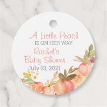 Peach Themed Baby Shower Favour Tags