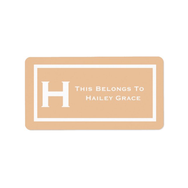 Peach This Belongs To Labels Camp School Book (Front)