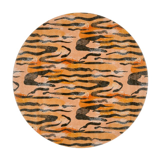 Peach Tiger Stripe Pattern Cutting Board (Front)