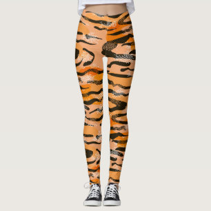 Peach Tiger Stripe Pattern Leggings