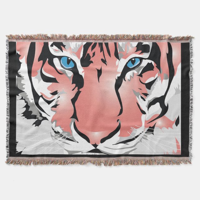 PEACH TIGER THROW BLANKET (Front)