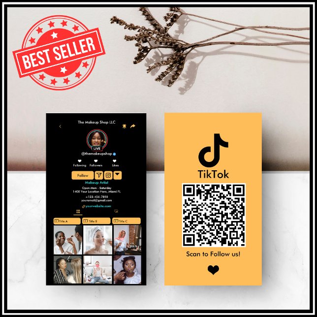 Peach TikTok Social Media QR Code Business Card (Creator Uploaded)