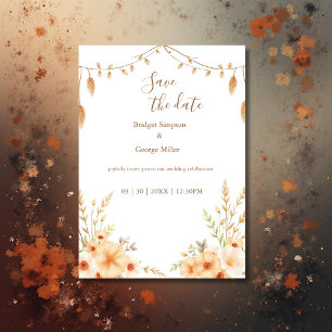 peach tone Floral Bouquet wedding Save the Date Invitation