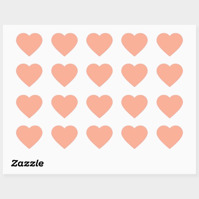 Peach Tranquillity, solid colour, Heart Sticker (Sheet)