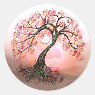 Peach Tree of Life Moon Stickers