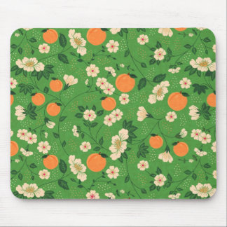 Peach Tree on Green Background Mouse Mat