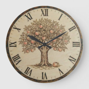 Peach Tree Wall Clock – Rustic Wood Art