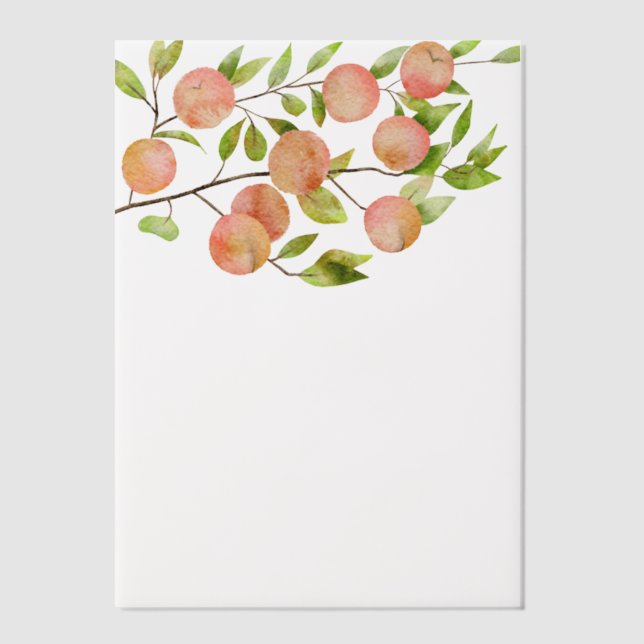 Peach Tree Watercolor Botanical Vellum Invitations (Front)