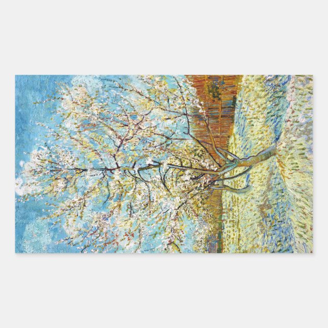 Peach Trees in Blossom Vincent Van Gogh Rectangular Sticker (Front)