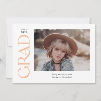 Peach Trendy Serif Two Photos Graduation Announcement