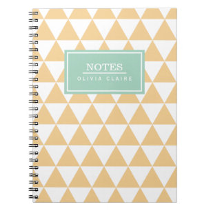 Peach Triangle Pattern Mint Name Template Notebook