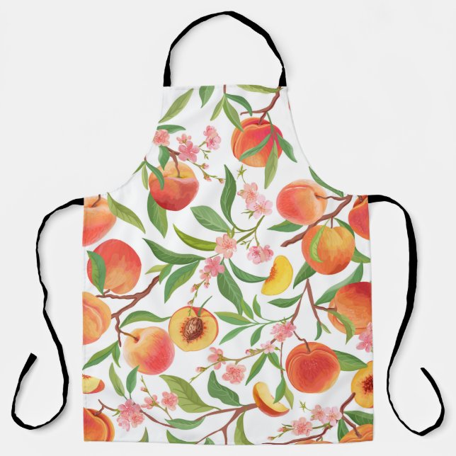 Peach Tropical Fruit Vintage Pattern. Apron (Front)