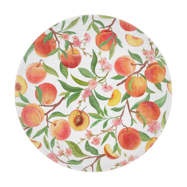 Peach Tropical Fruit Vintage Pattern. Cutting Board (Front)