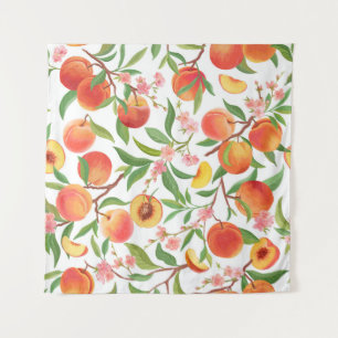 Peach Tropical Fruit Vintage Pattern. Tapestry
