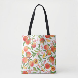 Peach Tropical Fruit Vintage Pattern. Tote Bag