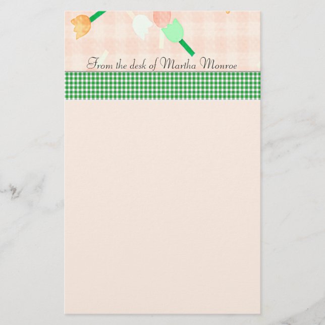 Peach Tulips Stationery (Front)
