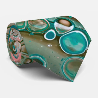 Peach & Turquoise Acrylic Pour Abstract Tie