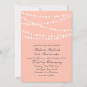 Peach Twinkle Lights Wedding Invitation