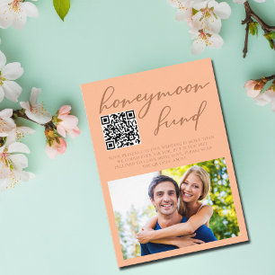 Peach Typography Wedding Photo Honeymoon Fund Enclosure Card