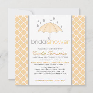 Peach Umbrella Bridal Shower Invitations