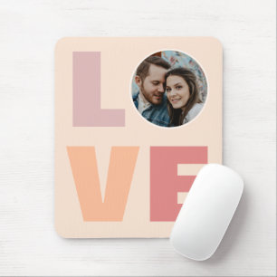 Peach Valentines Day Love Typography Photo  Mouse Mat