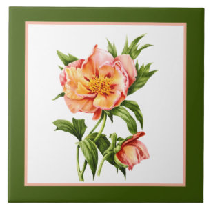 peach vintage floral decor tile